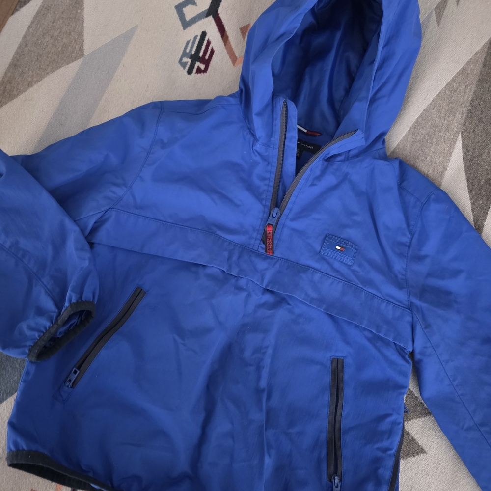 Tommy Hilfiger Kids Packable Blue Cobalt Spring Wind Breaker Half-zip Small 6/7